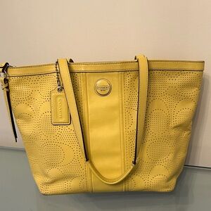 Coach Sunny Yellow Perforated Tote